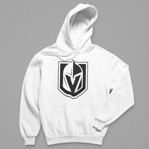 NEW Las Vegas Golden Knights Monochrome Big Logo Fleece Pullover Hoodie WHITE - Picture 1 of 2